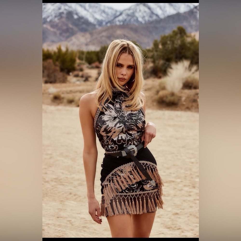 12th Tribe Like Gold Dust Sequin Fringe Dress NWT - Picture 1 of 2